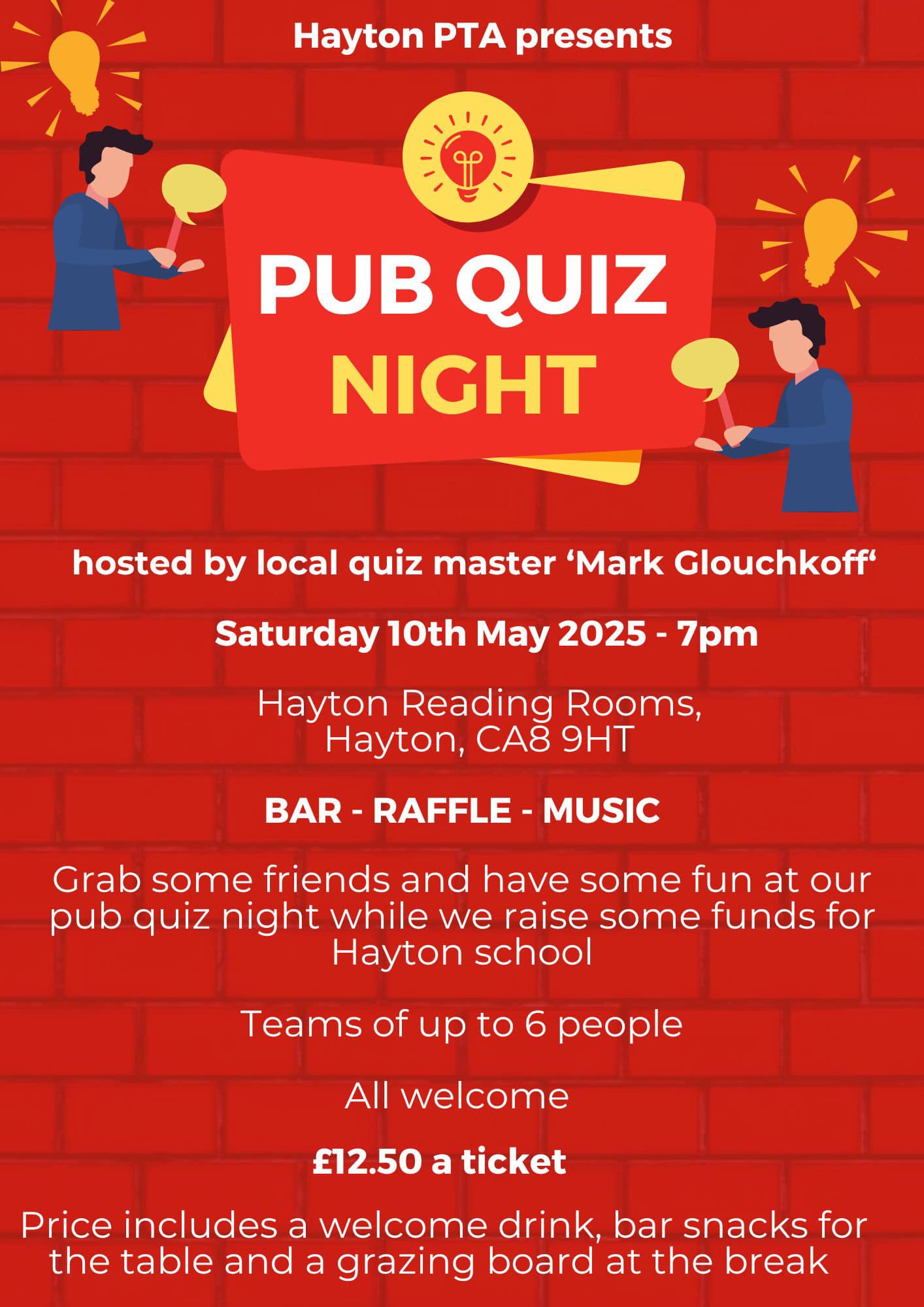 Hayton 'Pub Quiz' night - 10th May 2025